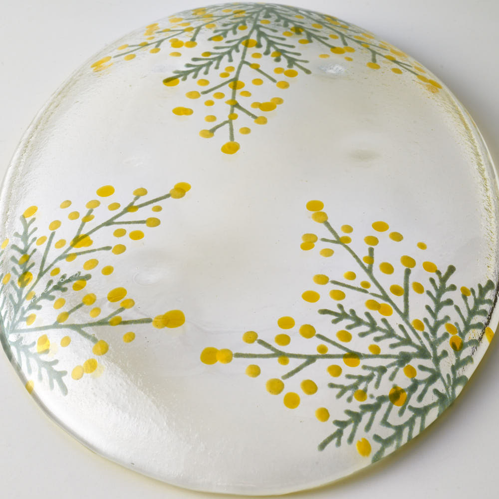 ガラス作家 沖知江子 ミモザ 楕円皿 大 ガラス作家 沖知江子 ガラスもの