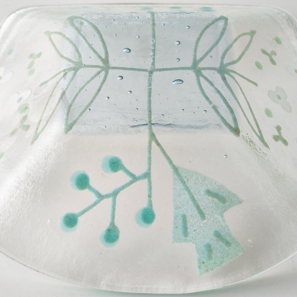 ガラス作家 沖知江子 植物紋 小鉢 ガラス作家 沖知江子 ガラスもの