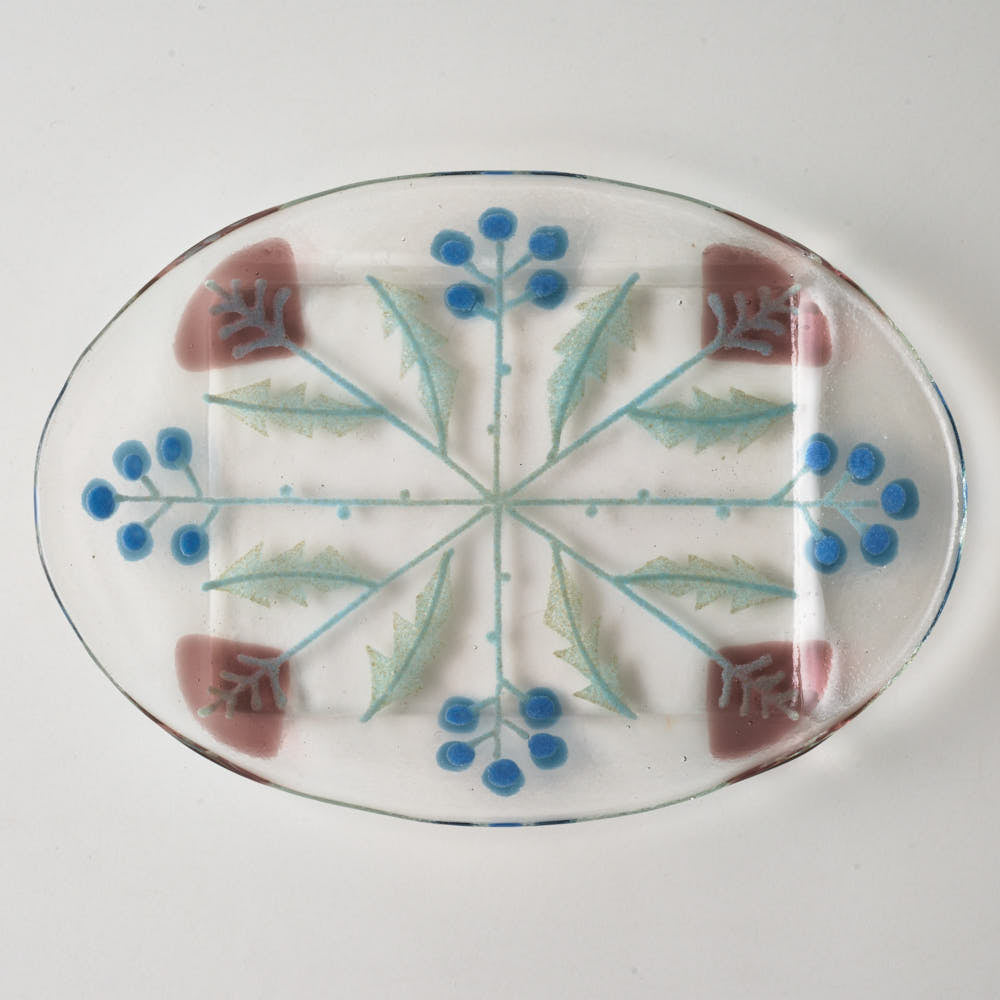 ガラス作家 沖知江子 植物紋 ケーキプレート ガラス作家 沖知江子 ガラスもの