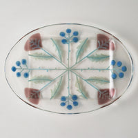 ガラス作家 沖知江子 植物紋 ケーキプレート ガラス作家 沖知江子 ガラスもの