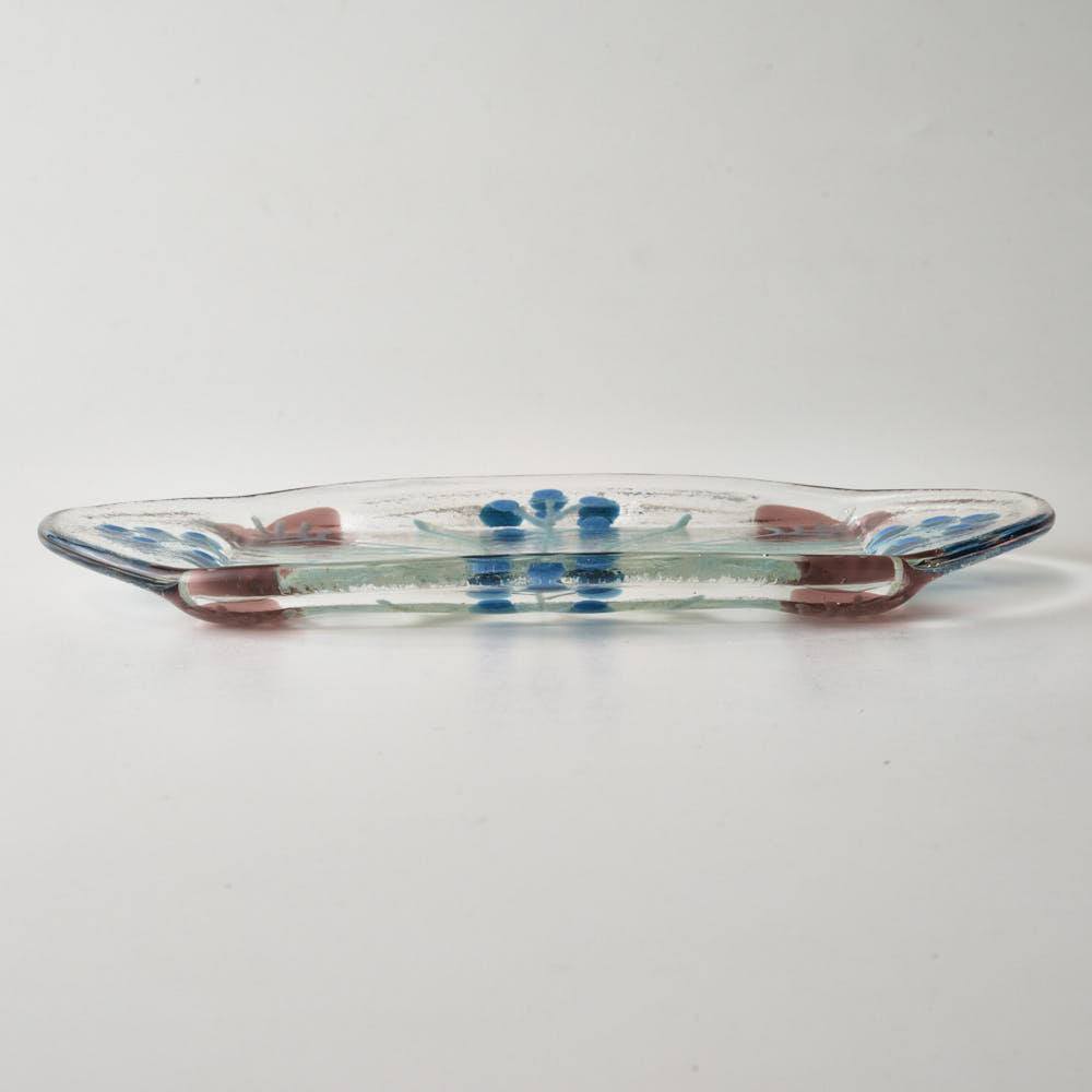 ガラス作家 沖知江子 植物紋 ケーキプレート ガラス作家 沖知江子 ガラスもの