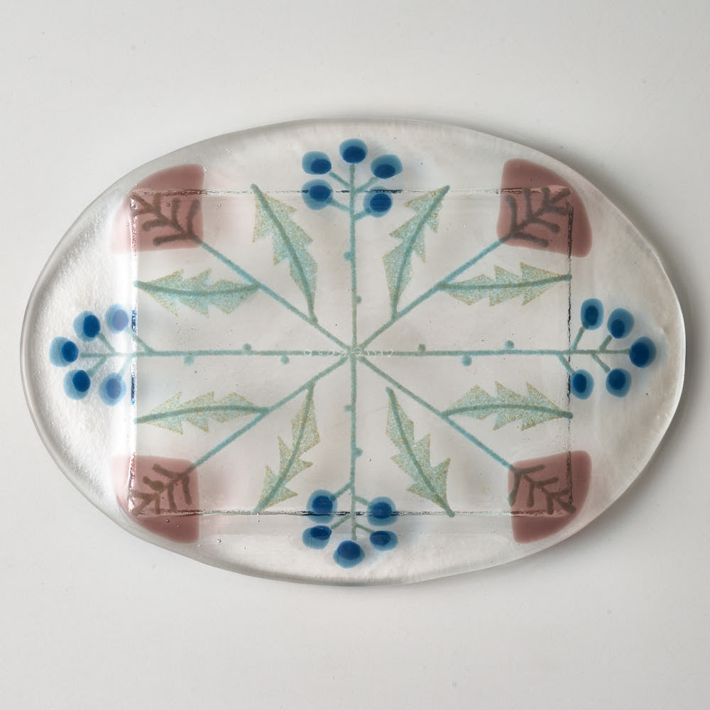 ガラス作家 沖知江子 植物紋 ケーキプレート ガラス作家 沖知江子 ガラスもの