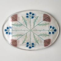 ガラス作家 沖知江子 植物紋 ケーキプレート ガラス作家 沖知江子 ガラスもの