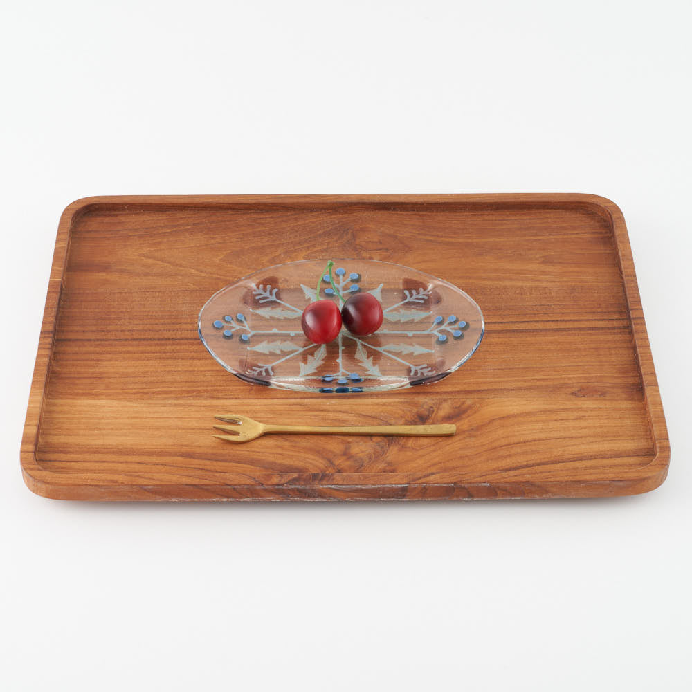 ガラス作家 沖知江子 植物紋 ケーキプレート ガラス作家 沖知江子 ガラスもの