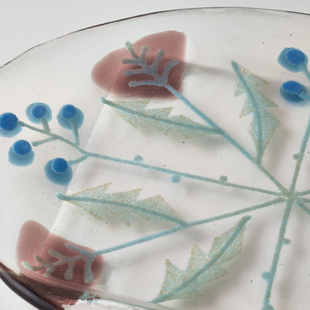 ガラス作家 沖知江子 植物紋 ケーキプレート ガラス作家 沖知江子 ガラスもの