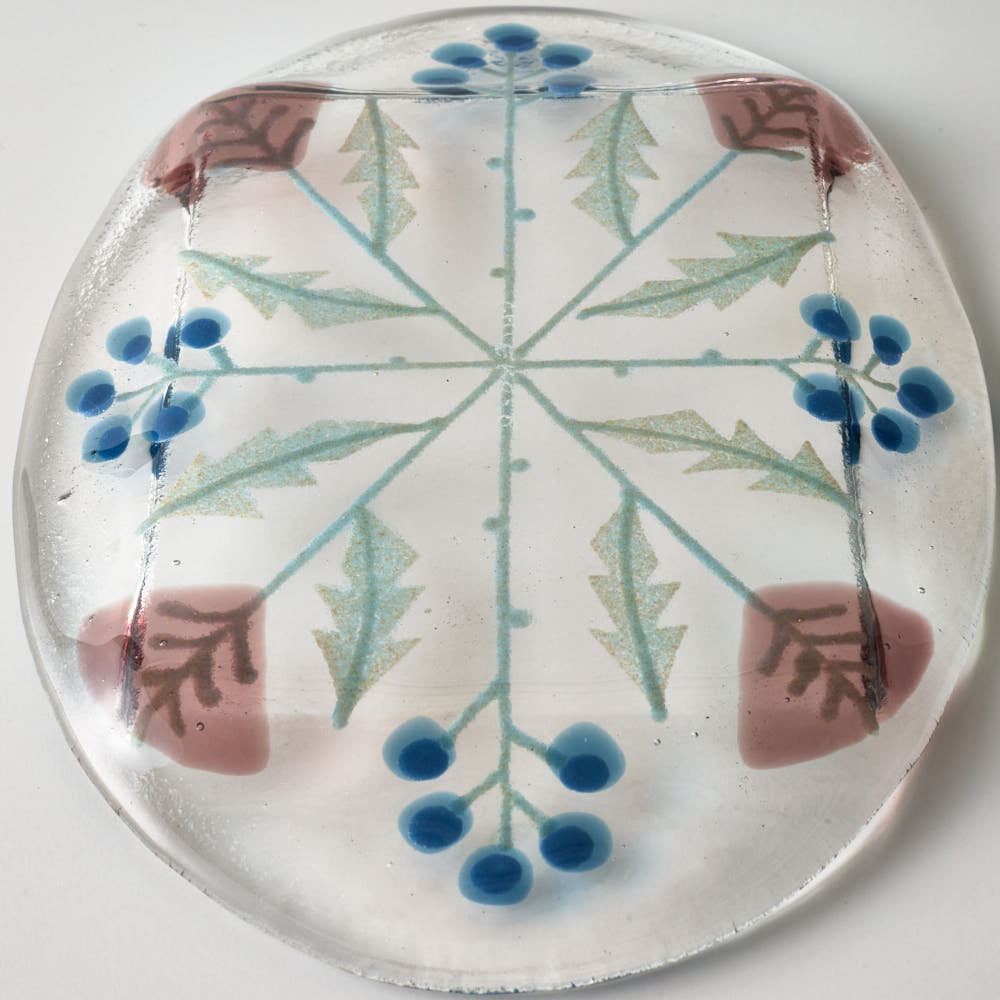 ガラス作家 沖知江子 植物紋 ケーキプレート ガラス作家 沖知江子 ガラスもの