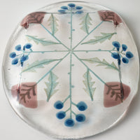 ガラス作家 沖知江子 植物紋 ケーキプレート ガラス作家 沖知江子 ガラスもの