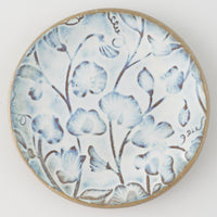 作家 タカハラユカ 押花豆皿 white blue 作家 タカハラユカ 陶磁器作家もの