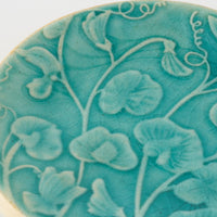 作家 タカハラユカ 押花豆皿 turky blue 作家 タカハラユカ 陶磁器作家もの