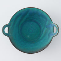 益子焼 わかさま陶芸 シャビーターコイズ 手付朝顔鉢(小)