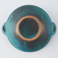 益子焼 わかさま陶芸 シャビーターコイズ 手付朝顔鉢(小)