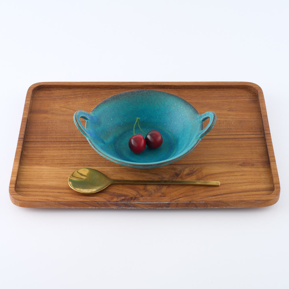 益子焼 わかさま陶芸 シャビーターコイズ 手付朝顔鉢(小) ¥1,760 大人