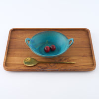 益子焼 わかさま陶芸 シャビーターコイズ 手付朝顔鉢(小)