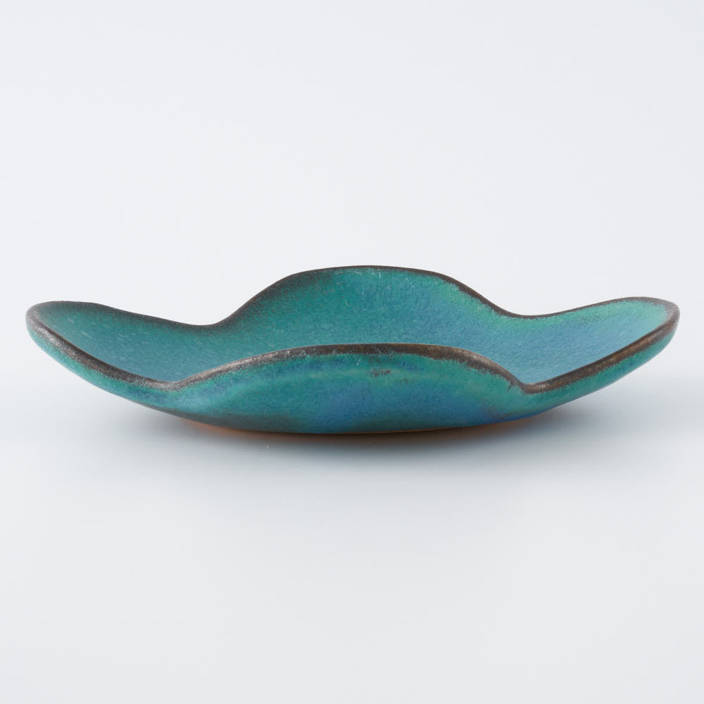 益子焼 わかさま陶芸 シャビーターコイズ 花皿 ¥1,540 大人の焼き物