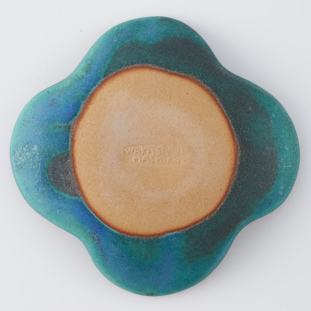 益子焼 わかさま陶芸 シャビーターコイズ 花皿 益子焼 わかさま陶芸 益子焼