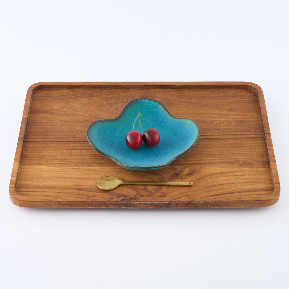 益子焼 わかさま陶芸 シャビーターコイズ 花皿 益子焼 わかさま陶芸 益子焼