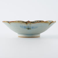 砥部焼 陶房遊 輪花平鉢(小) 錆青