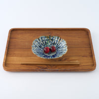 砥部焼 陶房遊 輪花平鉢(小) 錆青