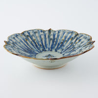 砥部焼 陶房遊 輪花平鉢(大) 錆青