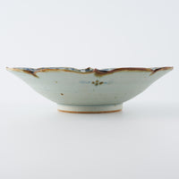 砥部焼 陶房遊 輪花平鉢(大) 錆青