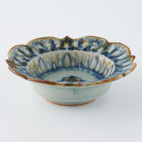 砥部焼 陶房遊 輪花しのぎ深鉢(豆) 錆青 砥部焼 陶房遊 砥部焼