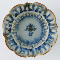 砥部焼 陶房遊 輪花しのぎ深鉢(豆) 錆青 砥部焼 陶房遊 砥部焼