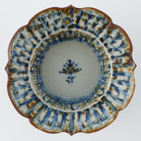 砥部焼 陶房遊 輪花しのぎ深鉢(小) 錆青