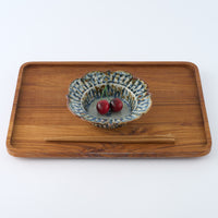 砥部焼 陶房遊 輪花しのぎ深鉢(小) 錆青