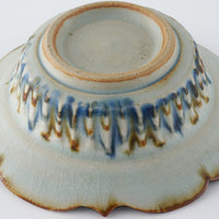 砥部焼 陶房遊 輪花しのぎ深鉢(小) 錆青