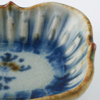 砥部焼 陶房遊 輪花長方鉢(豆)錆青 砥部焼 陶房遊 砥部焼