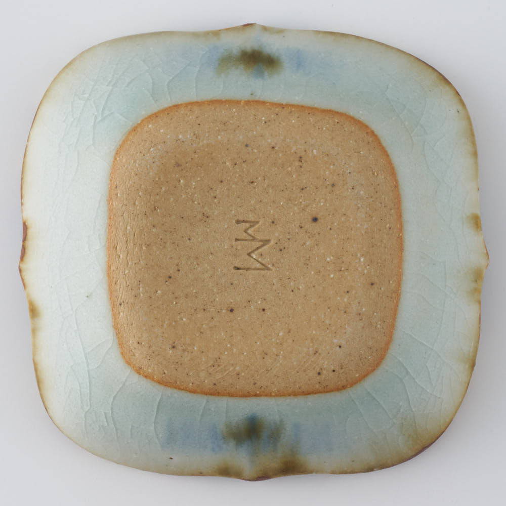 砥部焼 陶房遊 輪花角鉢(豆)錆青