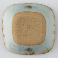 砥部焼 陶房遊 輪花角鉢(豆)錆青