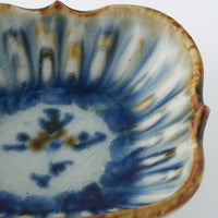 砥部焼 陶房遊 輪花角鉢(豆)錆青