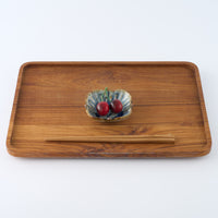 砥部焼 陶房遊 輪花角鉢(豆)錆青