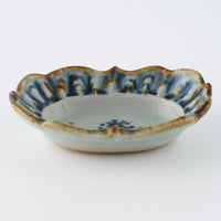 砥部焼 陶房遊 輪花楕円鉢(豆) 錆青 砥部焼 陶房遊 砥部焼