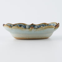 砥部焼 陶房遊 輪花楕円鉢(豆) 錆青 砥部焼 陶房遊 砥部焼