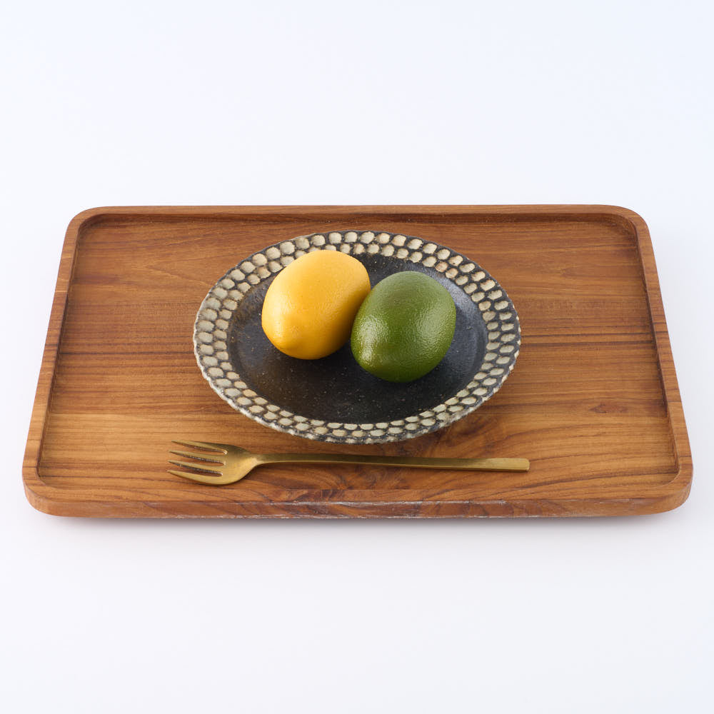 作家 薮本寛之 鱗皿 白黒 6寸 ¥4,620 大人の焼き物