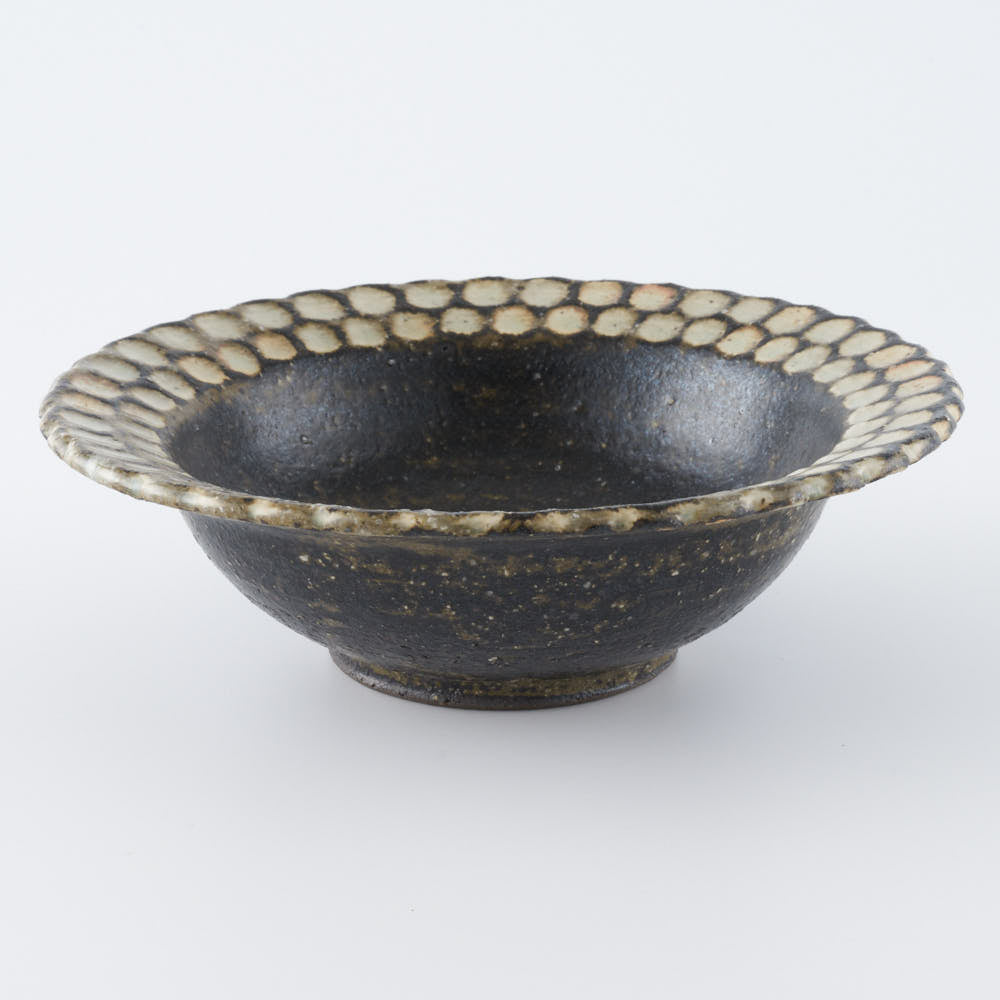 作家 薮本寛之 鱗鉢 白黒 5寸