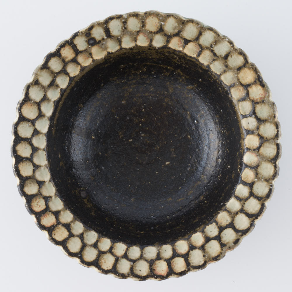 作家 薮本寛之 鱗鉢 白黒 5寸