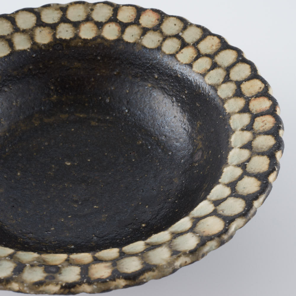 作家 薮本寛之 鱗鉢 白黒 5寸