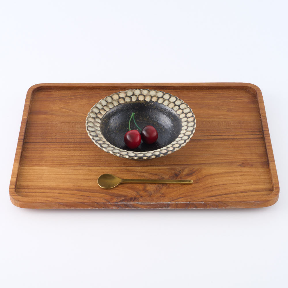 作家 薮本寛之 鱗鉢 白黒 5寸