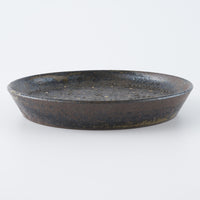 作家 薮本寛之 黒花紋皿 5寸