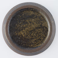 作家 薮本寛之 黒花紋皿 5寸