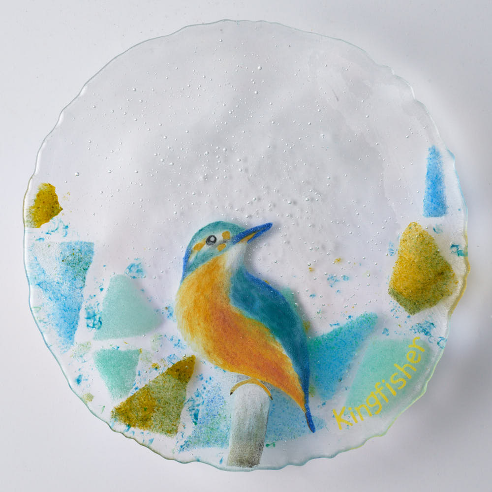 APLICO GLASS 翡翠(カワセミ)硝子丸皿