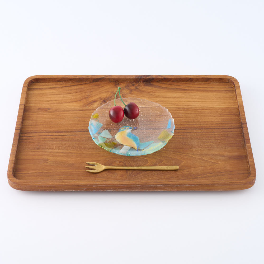 APLICO GLASS 翡翠(カワセミ)硝子丸皿