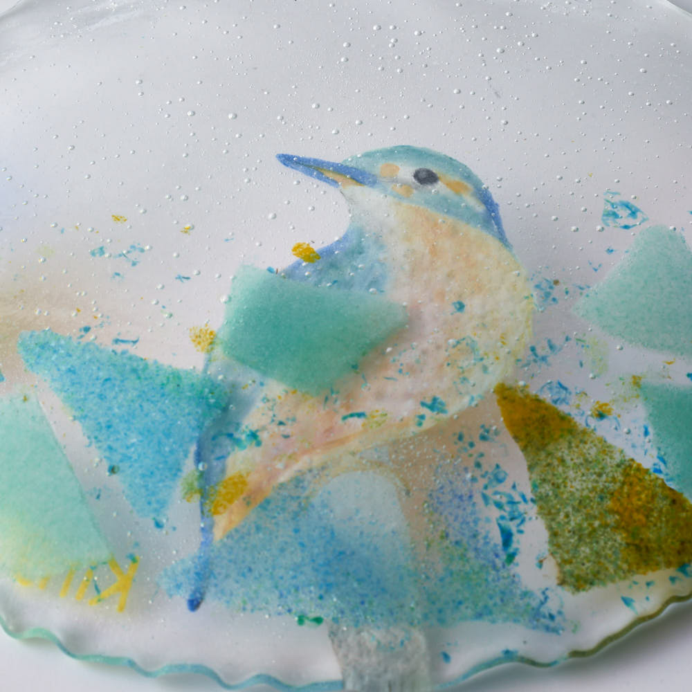 APLICO GLASS 翡翠(カワセミ)硝子丸皿