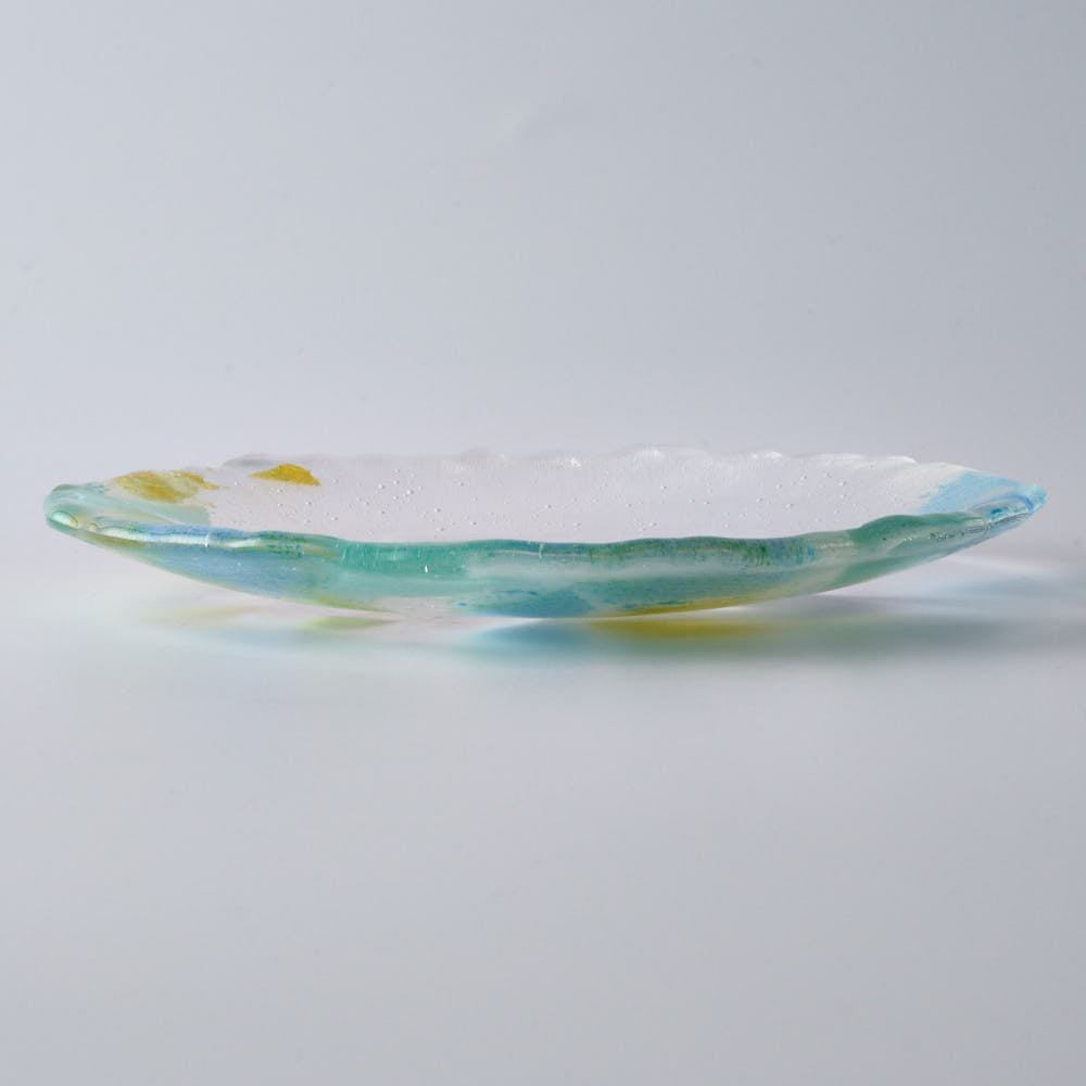 APLICO GLASS 青鷺(アオサギ)硝子丸皿