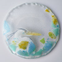 APLICO GLASS 青鷺(アオサギ)硝子丸皿