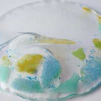 APLICO GLASS 青鷺(アオサギ)硝子丸皿