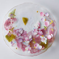 APLICO GLASS 枝垂れ桜金色花吹雪硝子丸皿 APLICO GLASS ガラスもの